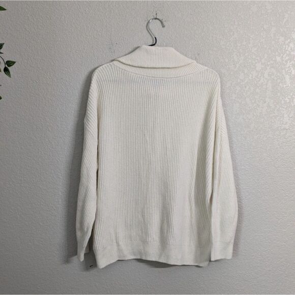 Talbots Cotton Wool Blend Ivory Knit Pullover Sweater Half-Zip Wing Collar 2X - Picture 4 of 8